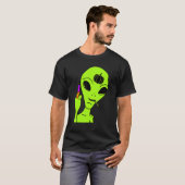 Alien Middle Finger Lazy Halloween Kostüm Ufo Pu T-Shirt (Vorne ganz)