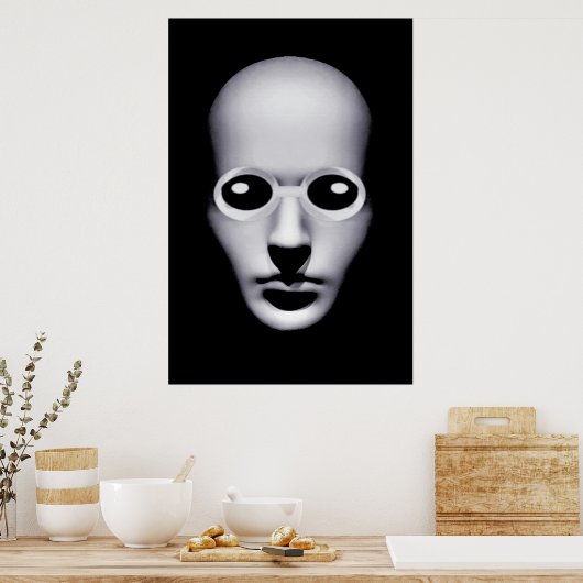 Alien mit Brille Head Beängstigend Poster (Küche)