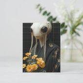 Alien mit gelben Blumen Postkarte (Stehend Vorderseite)
