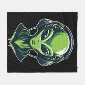 Alien mit Kopfhörern – Minimalistisches Techno & R Fleecedecke (Vorderseite (Horizontal))