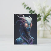 Alien mit leuchtenden Augen Postkarte (Stehend Vorderseite)