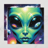 Alien mit Planeten-Reflektionen in den Augen (Vorne/Hinten)