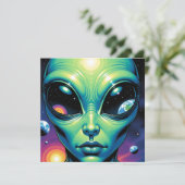 Alien mit Planeten-Reflektionen in den Augen (Stehend Vorderseite)