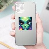Alien mit Planeten-Reflektionen in den Augen Aufkleber (Telefon)