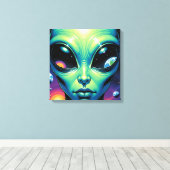 Alien mit Planeten-Reflektionen in den Augen Leinwanddruck (Insitu (Holzboden))
