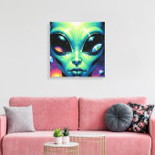 Alien mit Planeten-Reflektionen in den Augen Leinwanddruck (Insitu (Wohnzimmer))