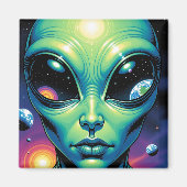 Alien mit Planeten-Reflektionen in den Augen Magnet (Vorne)