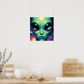 Alien mit Planeten-Reflektionen in den Augen Poster (Küche)