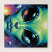Alien mit Planeten-Reflektionen in den Augen Puzzle (Horizontal)