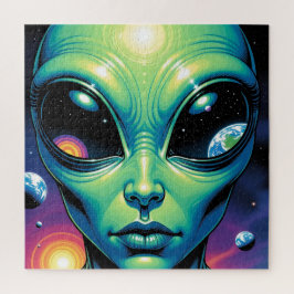 Alien mit Planeten-Reflektionen in den Augen Puzzle