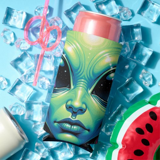 Alien mit Planeten-Reflektionen in den Augen Selters Dosenkühler (In Situ Sommer)