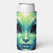 Alien mit Planeten-Reflektionen in den Augen Selters Dosenkühler (Seltzer Vorderseite)