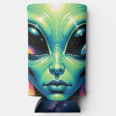 Alien mit Planeten-Reflektionen in den Augen Selters Dosenkühler (Vorderseite)