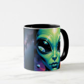 Alien mit Planeten-Reflektionen in den Augen Tasse (VorderseiteRechts)