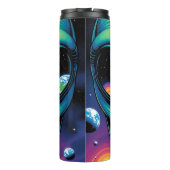 Alien mit Planeten-Reflektionen in den Augen Thermosbecher (Rückseite)