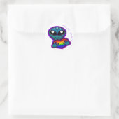 Alien mit Rainbow-Heftaufkleber Runder Aufkleber (Tasche)