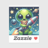 ALIEN MIT ROCKET AUFKLEBER (Blatt)