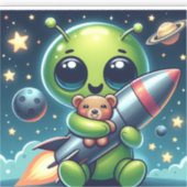 ALIEN MIT ROCKET AUFKLEBER (Vorderseite)