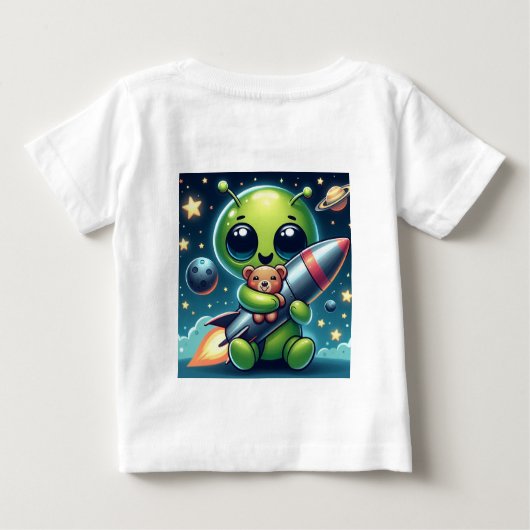 ALIEN MIT ROCKET BABY T-SHIRT (Rückseite)