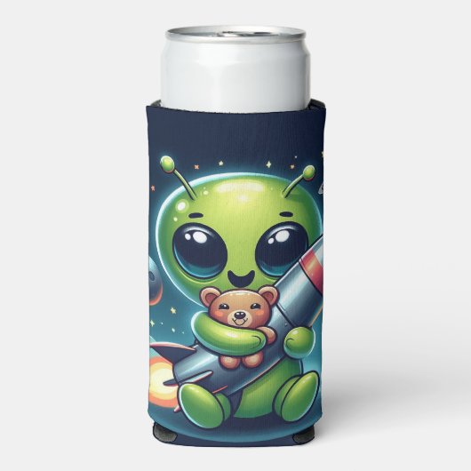 ALIEN MIT ROCKET SELTERS DOSENKÜHLER (Seltzer Vorderseite)