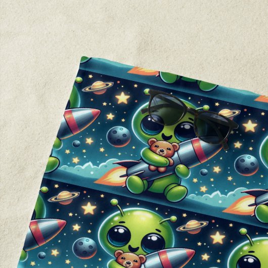 ALIEN MIT ROCKET STRANDTUCH (Beispiel)