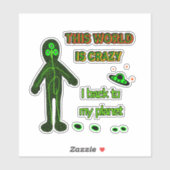 Alien mit UFO Aufkleber (Blatt)