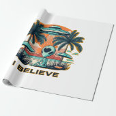 Alien mit UFO I BELIEVE Geschenkpapier (Ungerollt)