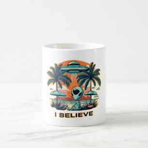 Alien mit UFO I BELIEVE Kaffeetasse