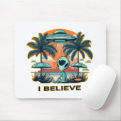 Alien mit UFO I BELIEVE Mousepad (Mit Mouse)