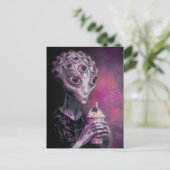 Alien mit vielen Augen und einem Milchshake Postkarte (Stehend Vorderseite)