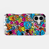 Alien Monster Graffiti Pattern iPhone 16 case Hülle (Rückseite (Horizontal))