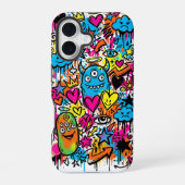 Alien Monster Graffiti Pattern iPhone 16 case Hülle (Rückseite)