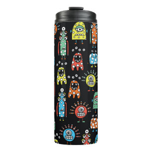 Alien Monster: Niedlich Nahtlos Vintag Thermosbecher