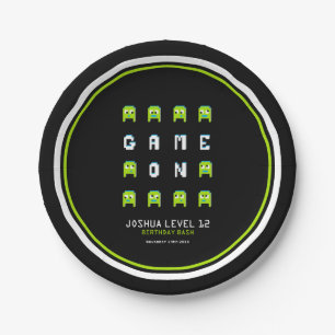 Alien monster pixel Grafik Party Pappteller