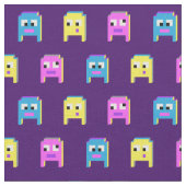 Alien Monster Pixel rosa blau Stoff (Nahaufnahme)