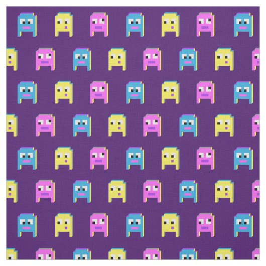 Alien Monster Pixel rosa blau Stoff (Muster)