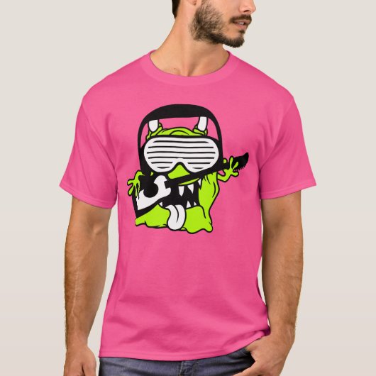Alien Monster Playing Guitar Headphone Sunglasses  T-Shirt (Vorderseite)