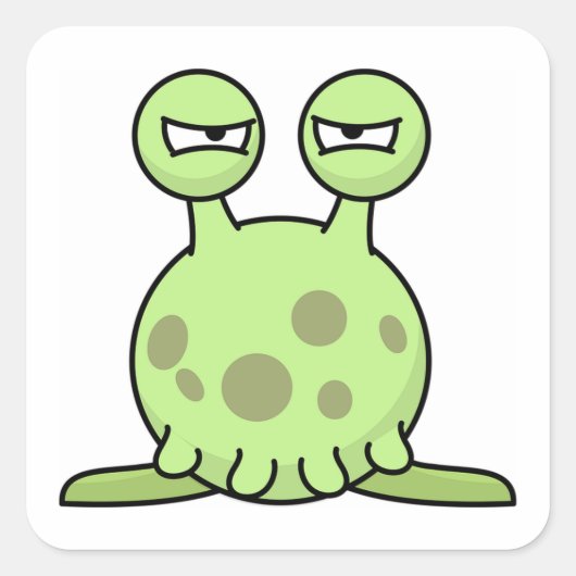 Alien Monster Quadratischer Aufkleber (Vorderseite)