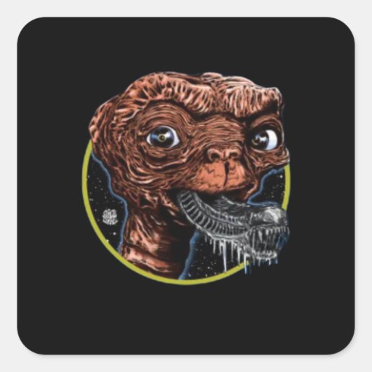 Alien Monster Quadratischer Aufkleber (Vorderseite)
