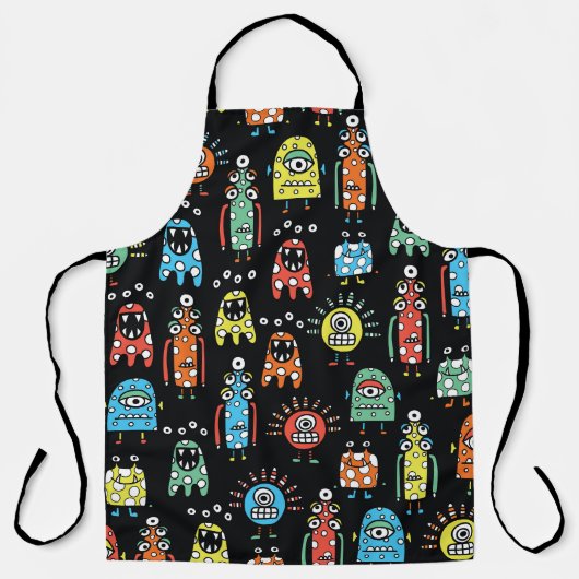 Alien-Monster: Süße nahtlose Vintage-Muster Schürze (Vorderseite)