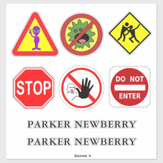 Alien, Monster, Zombies & Signs Individuelle Name Aufkleber (Blatt)