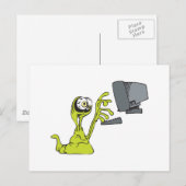 Alien-Monsterblob mit grünem Computer Postkarte (Vorne/Hinten)