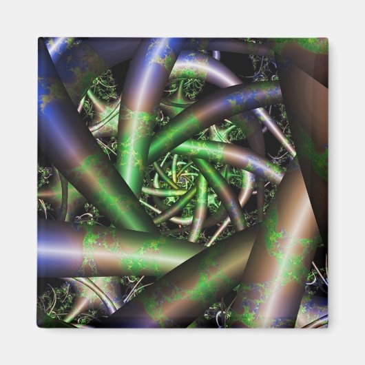 Alien | Multicolor Fraktal Art Magnet (Vorne)