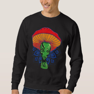 Alien Mushroom Head for Hat with Mandala Sweatshirt