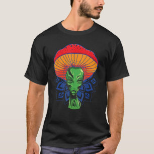 Alien Mushroom Head for Hat with Mandala T-Shirt
