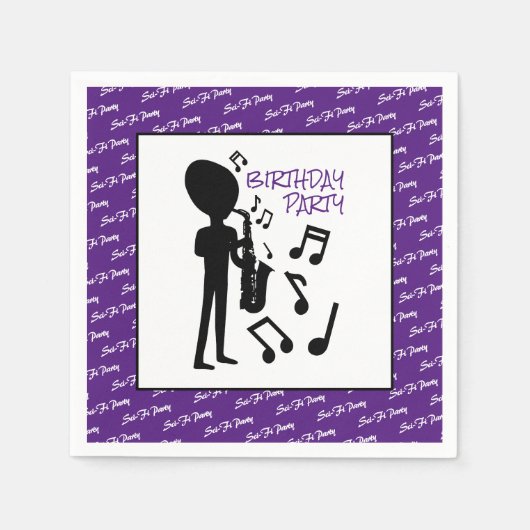 Alien Musician, Geburtstag Serviette (Vorderseite)