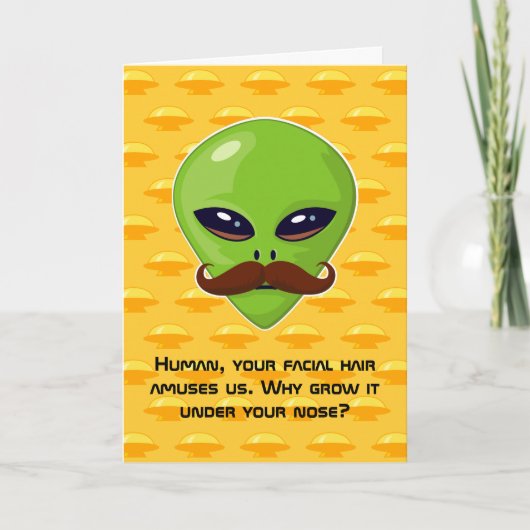 Alien Mustache (Geburtstag) Karte (Vorderseite)
