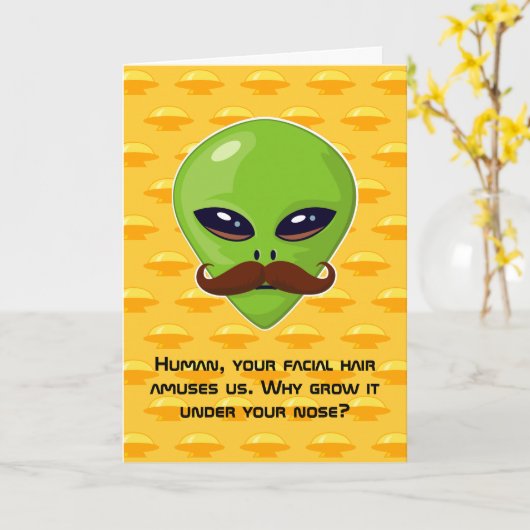 Alien Mustache (Geburtstag) Karte (Gelbe Blume)