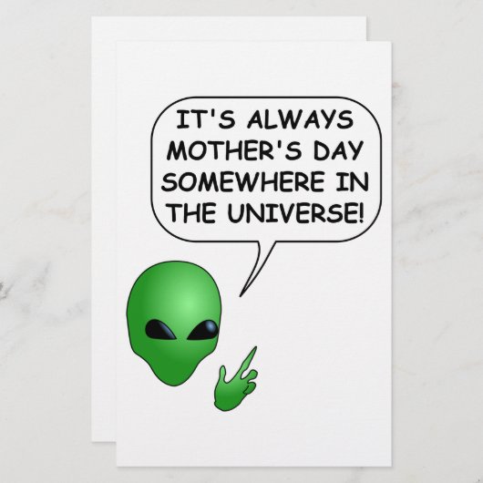 Alien Muttertag Briefpapier (Vorne/Hinten)