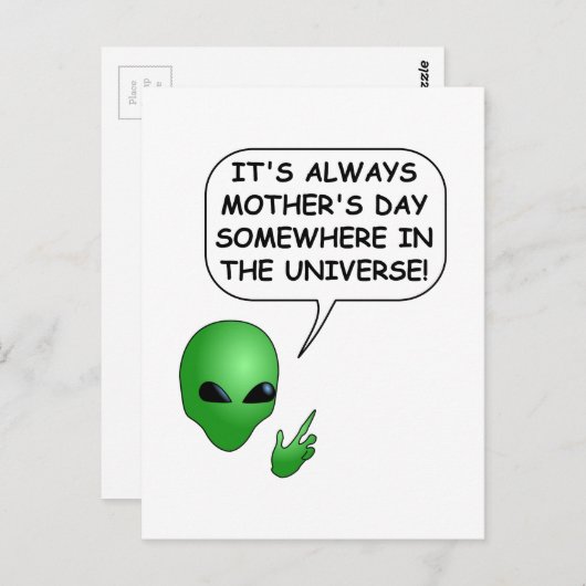 Alien Muttertag Postkarte (Vorne/Hinten)